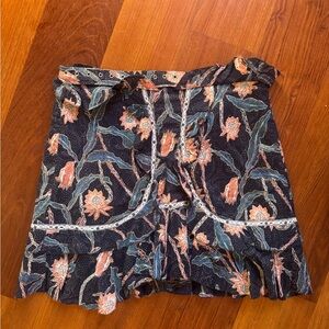 Isabel Marant Navy and Coral Patterned Skirt